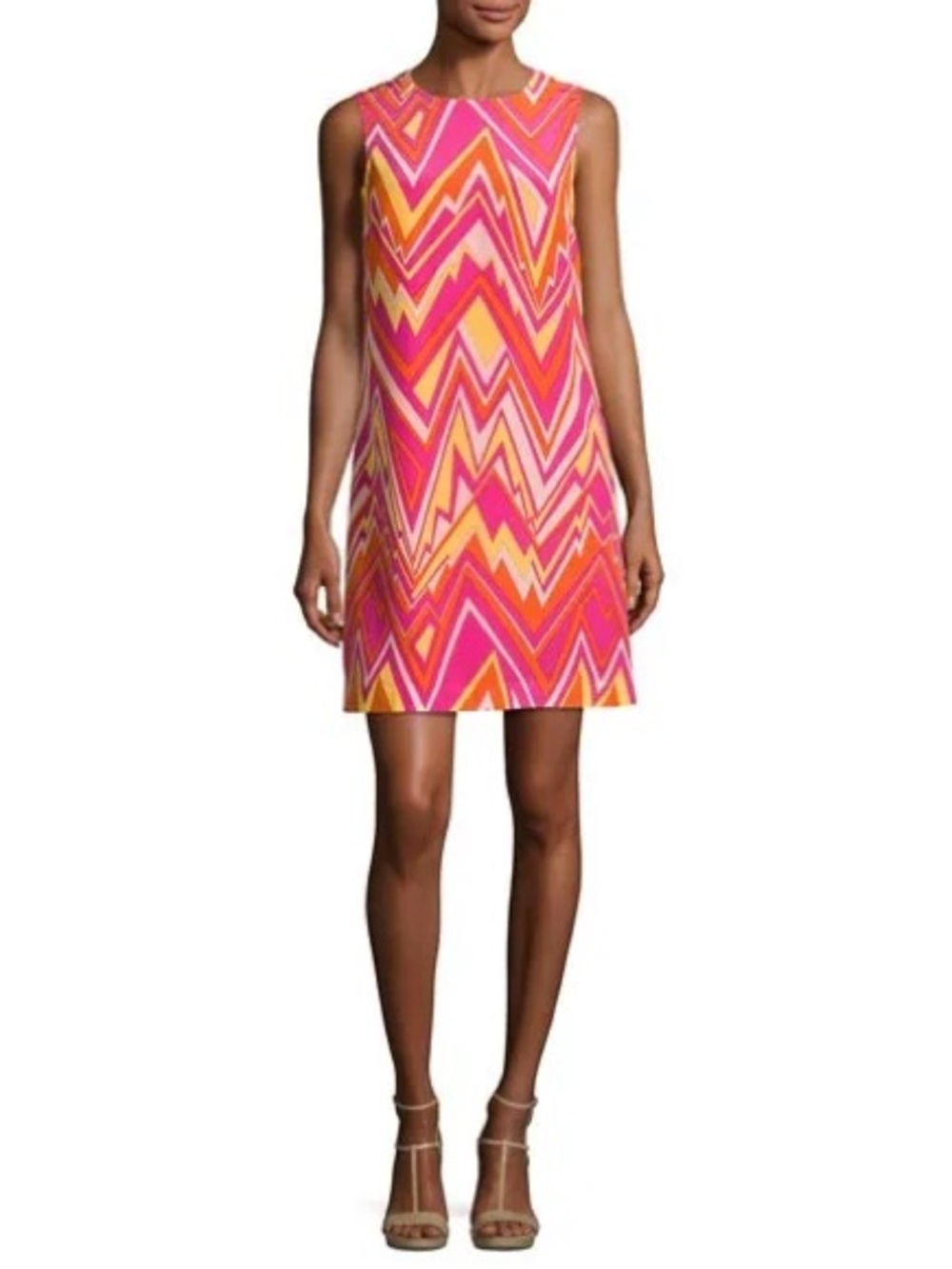 M Missoni Sleeveless Retro Zigzag Silk Shift Dress Size 44/US 8